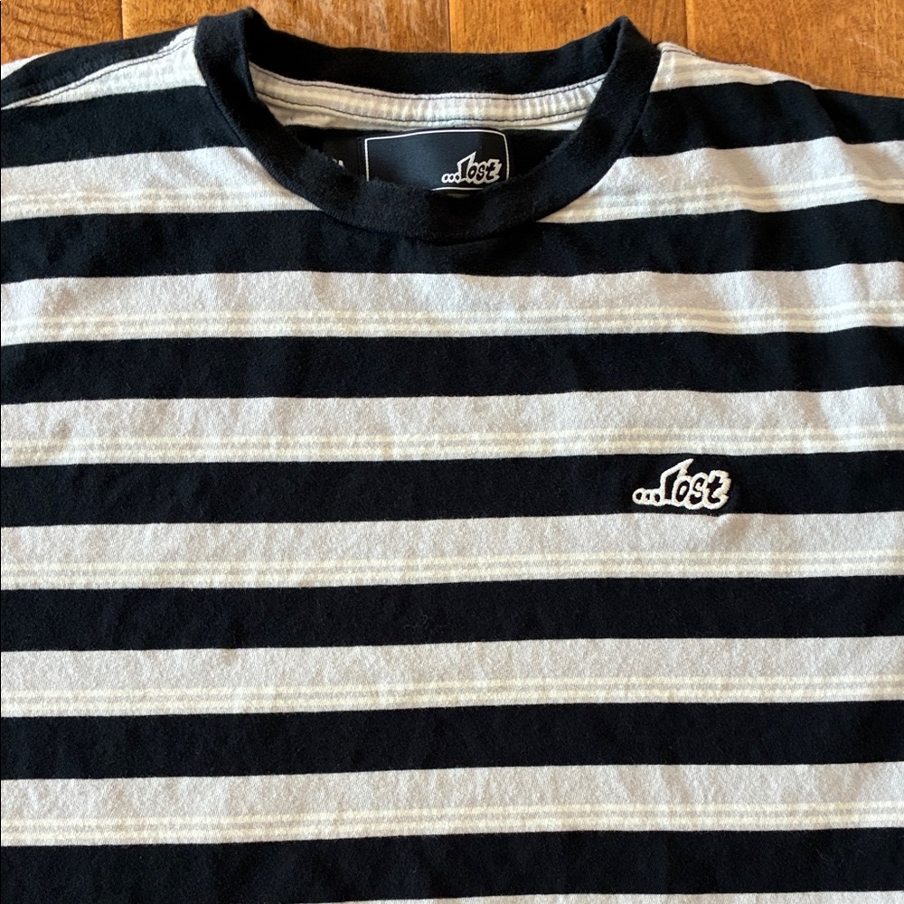 Lost Black and White Striped Short Sleeve Tee